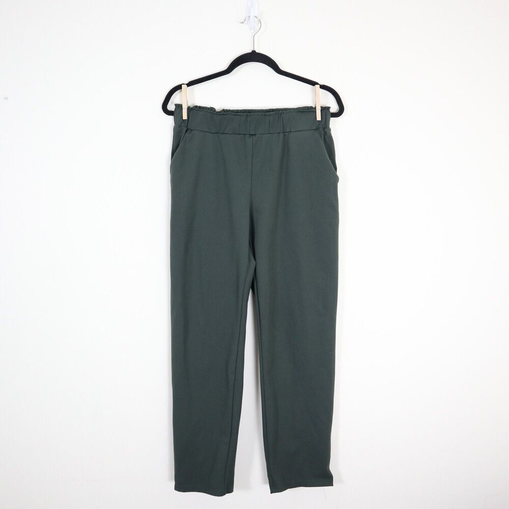 Joie Size M Elastic Waist Jersey Knit Easy Pants Straight Leg Green Pull On